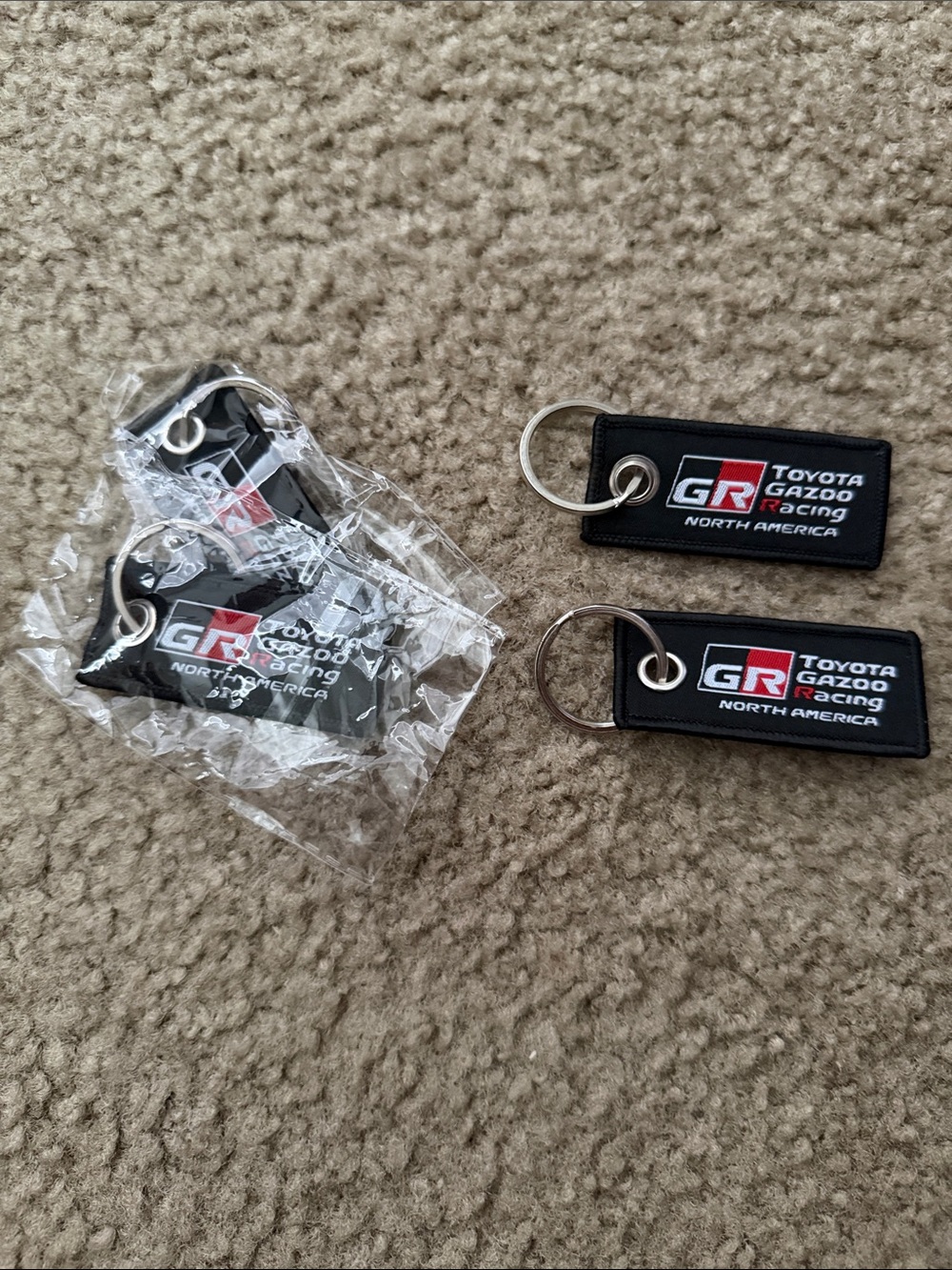 Set of 4 Toyota Gazoo Racing North America Black Keychains - GR Logo